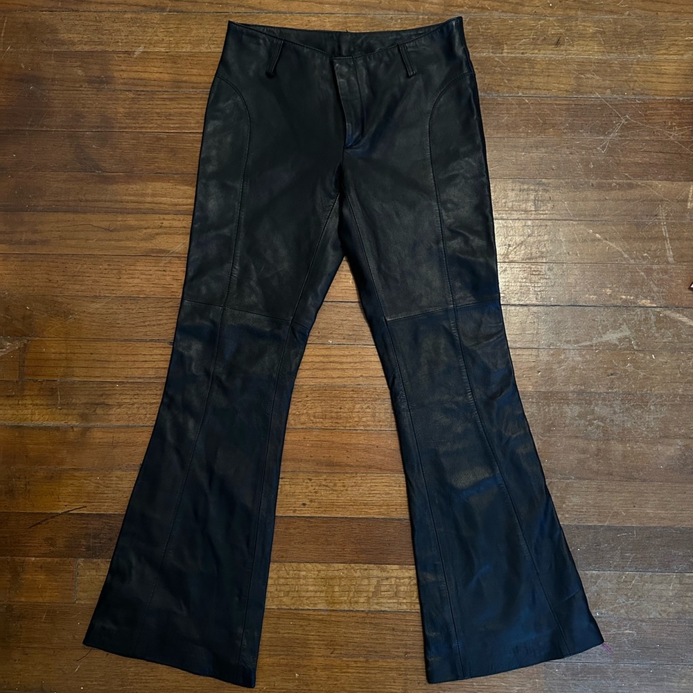 Carlisle Black Flare Leather Jeans